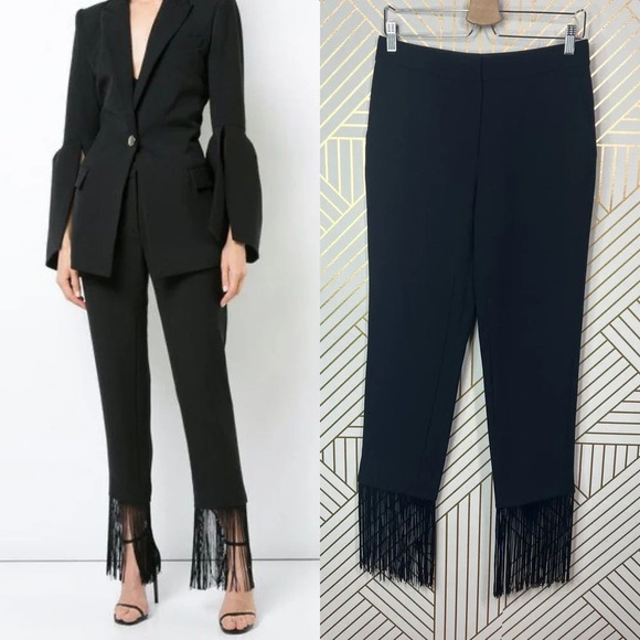 Prabal Gurung Fringe Trousers Pants in Black Size US 2 - Picture 1 of 12